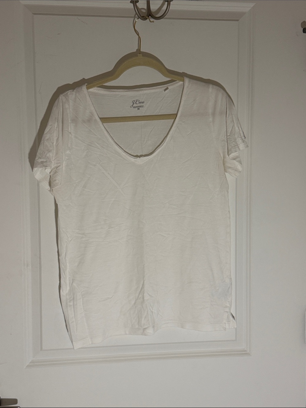 J. Crew Women's Ivory V-Neck Short Sleeve Tee